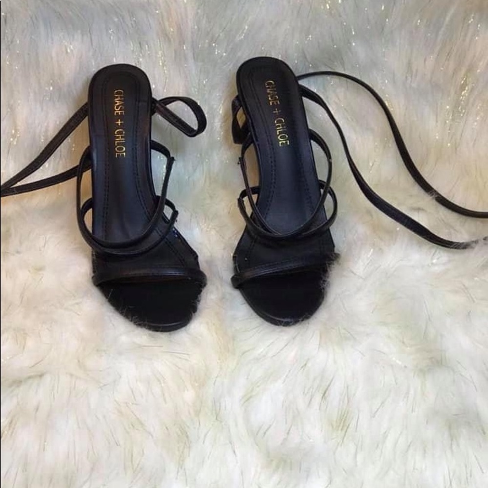 Black Ankle Lace Up Heel